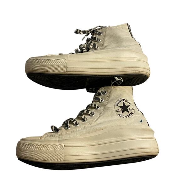Streetwear Platform High-Top Sneakers White Converse All Star Women’s 7 - Picture 4 of 9